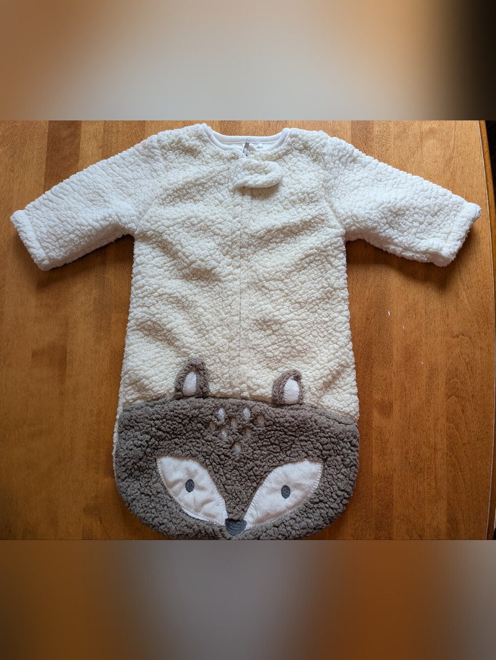 chick pea Cream and Brown Fox Sherpa Sleep Sack
